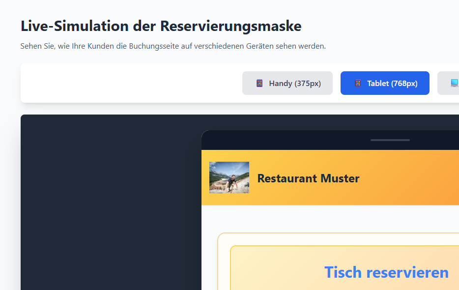 Screenshot der Reservierungsplattform 5